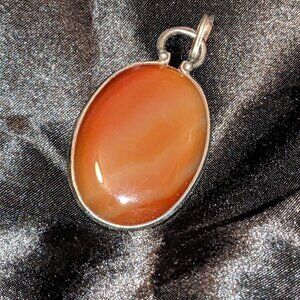 Vintage Sterling Silver 925 Mexico Orange Stone Pendant
